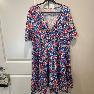 NWOT: Floral V-Neck Dress - Multicolor